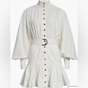 Zimmermann Belted Long Sleeve Cotton Utility Minidress